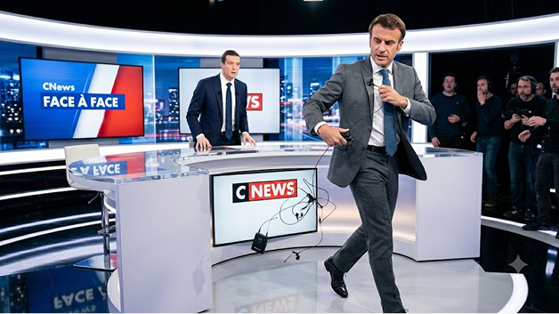 Emmanuel Macron quittant le plateau de CNews en plein direct